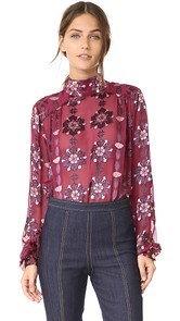 Pierre Balmain Long Sleeve Mock Neck Blouse