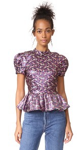 Sea Puff Sleeve Peplum Top