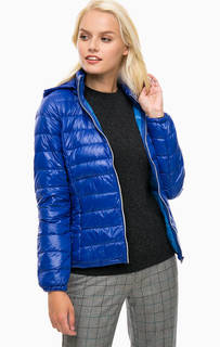 Синий стеганый пуховик с капюшоном United Colors of Benetton