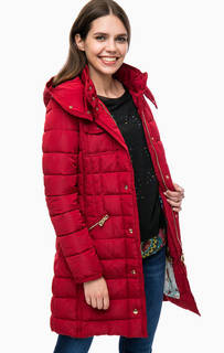 Бордовый демисезонный пуховик с капюшоном Desigual