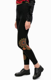 Черные леггинсы с ярким принтом Desigual