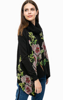 Черный джемпер свободного кроя с цветочным принтом Desigual