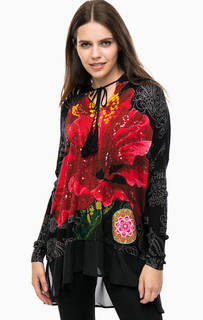 Джемпер с полупрозрачной вставкой и капюшоном Desigual