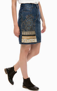 Джинсовая юбка прямого кроя Desigual