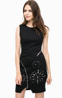 Черное платье-футляр без рукавов Desigual