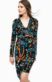 Черное трикотажное платье с принтом Desigual