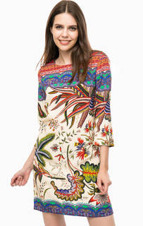 Разноцветное платье с длинными рукавами Desigual