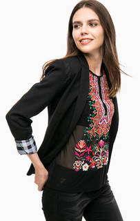 Черный трикотажный пиджак на пуговице Desigual