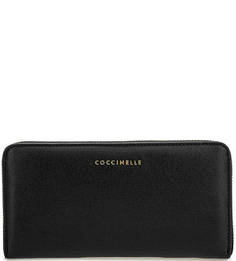 Черный кошелек из сафьяновой кожи Coccinelle
