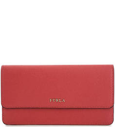 Коралловый кошелек из натуральной кожи Furla