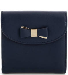 Синий кожаный кошелек с двумя отделами для купюр Furla