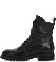 Черные кожаные ботинки на молнии и шнуровке Mjus