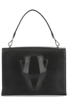 Черная кожаная сумка с откидным клапаном Cavalli Class