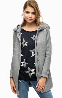 Серое пальто с содержанием хлопка Only