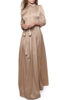 Атласное платье с отложным воротником и пуговицами MARICHUELL