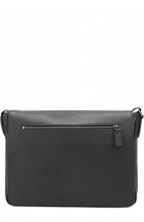 Кожаный мессенджер с внешним карманом на молнии Armani Collezioni