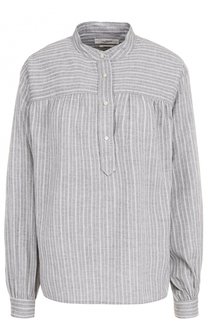 Хлопковая блуза в полоску с воротником-стойкой Isabel Marant Etoile