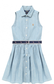 Мини-платье из денима с контрастным поясом Polo Ralph Lauren