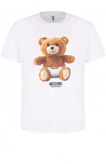 Хлопковая футболка с принтом Moschino
