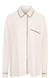 Шелковая блуза с контрастной отделкой BOSS
