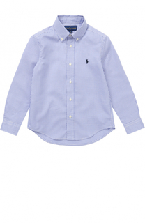 Хлопковая рубашка в клетку с воротником button down Polo Ralph Lauren