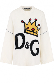 Шерстяной пуловер свободного кроя с принтом Dolce &amp; Gabbana
