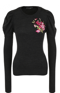 Шерстяной пуловер с цветочной вышивкой Dolce &amp; Gabbana