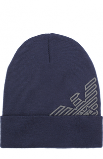 Шерстяная шапка с логотипом бренда Emporio Armani