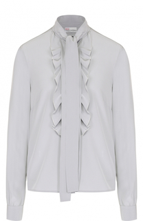 Шелковая блуза с оборками и воротником аскот REDVALENTINO