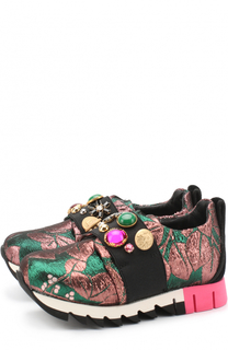 Текстильные кроссовки с эластичной вставкой и декором Dolce &amp; Gabbana