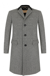Шерстяное однобортное пальто с отложным воротником Burberry