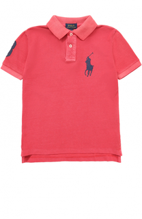 Хлопковое поло с логотипом бренда и нашивкой Polo Ralph Lauren