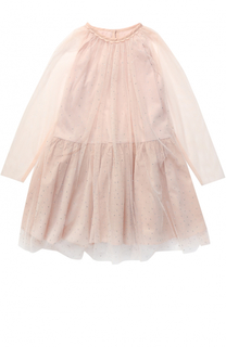 Мини-платье с прозрачными рукавами и стразами Stella McCartney