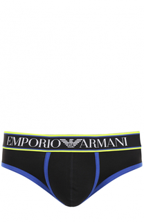 Хлопковые брифы с широкой резинкой Emporio Armani