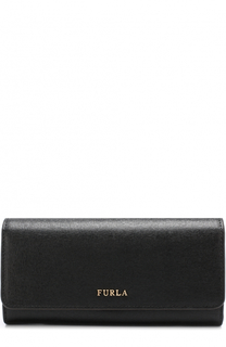 Кожаный кошелек с клапаном и логотипом бренда Furla