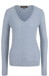 Кашемировый пуловер с V-образным вырезом и фактурной отделкой Loro Piana