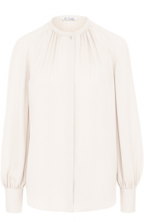 Шелковая блуза свободного кроя с воротником-стойкой Loro Piana