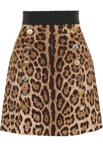 Мини-юбка А-силуэта с леопардовым принтом Dolce &amp; Gabbana