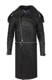 Кожаное пальто на молнии с меховой отделкой воротника Givenchy