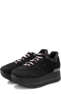 Замшевые кроссовки на платформе Hogan