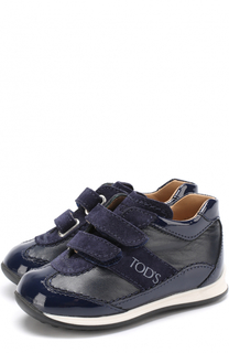 Кожаные кроссовки с замшевой отделкой и застежками велькро Tod’s Tods