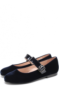 Бархатные туфли с кожаным ремешком Beberlis