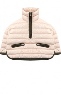 Стеганое пуховое пончо с контрастной отделкой Moncler Enfant