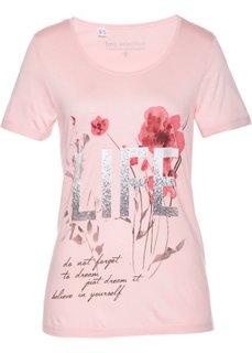 Футболка (нежно-розовый с рисунком) Bonprix