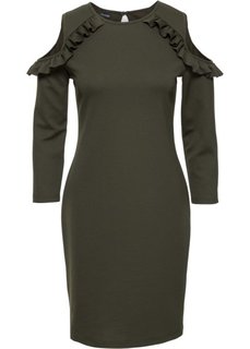 Трикотажное платье с вырезами (оливковый) Bonprix