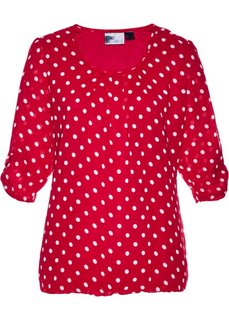 Блузка с принтом (темно-красный/белый в горошек) Bonprix
