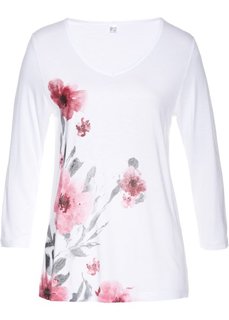 Футболка с рукавом 3/4 (белый с рисунком) Bonprix