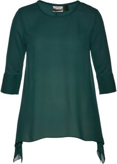 Блузка с удлиненными боковыми краями (насыщенный зеленый) Bonprix