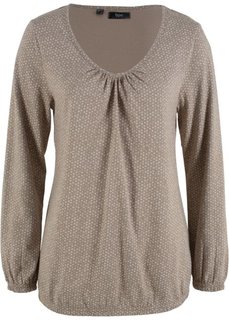 Футболка с длинным рукавом (серо-коричневый с рисунком) Bonprix