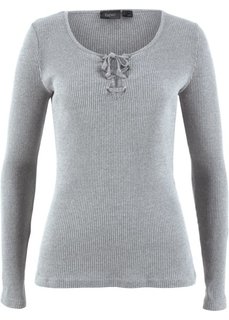 Футболка из трикотажа резинка на шнуровке (серый меланж) Bonprix